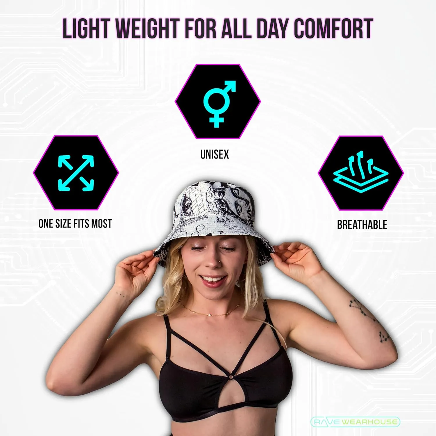Unisex Bucket Hat Beach Sun Hat Aesthetic Fishing Hat for Men Women Teens, Reversible Double-Side-Wear