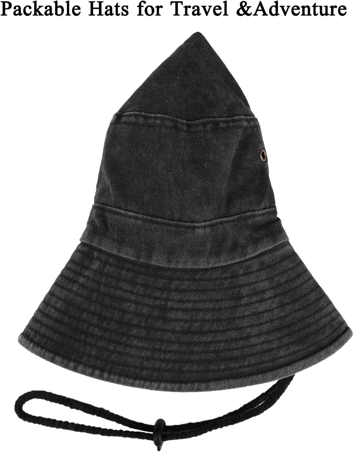 Unisex Cotton Boonie Hat Summer Outdoor Packable Fishing Bucket Hat Beach Sun Hat with String for Women Men