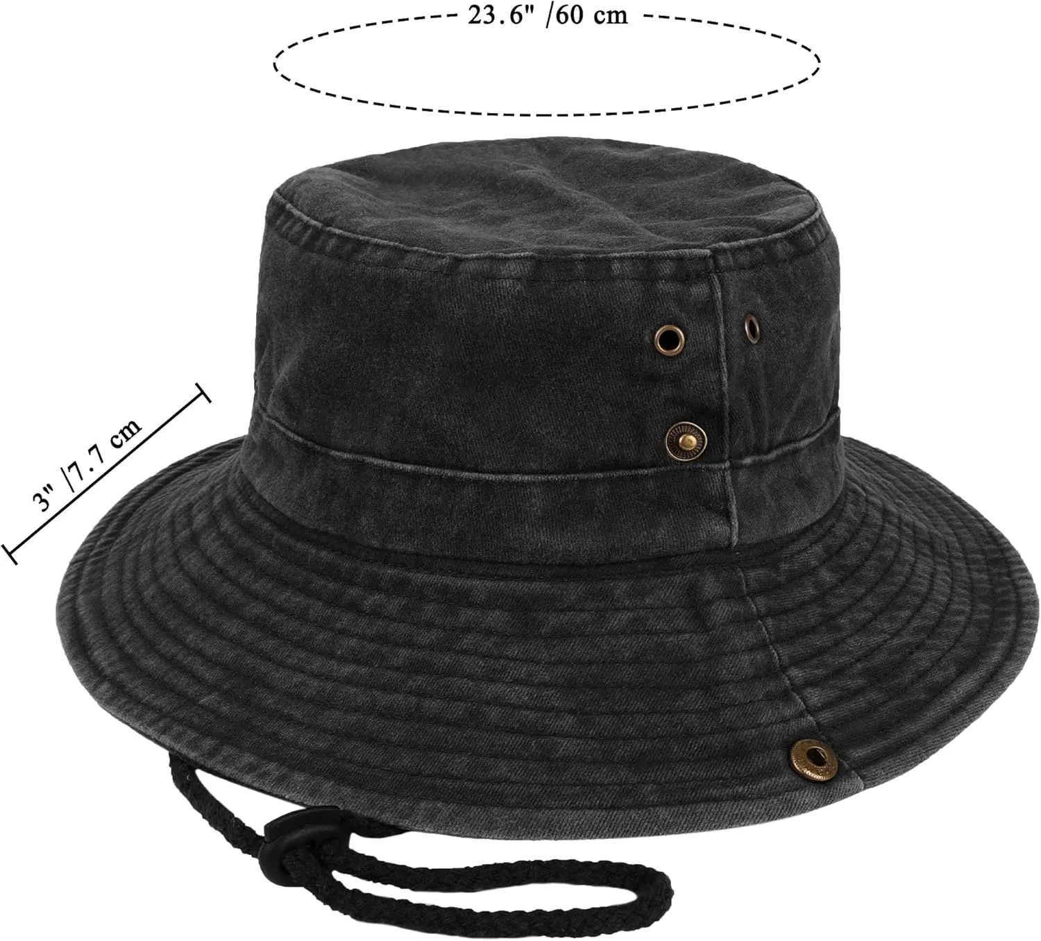 Unisex Cotton Boonie Hat Summer Outdoor Packable Fishing Bucket Hat Beach Sun Hat with String for Women Men