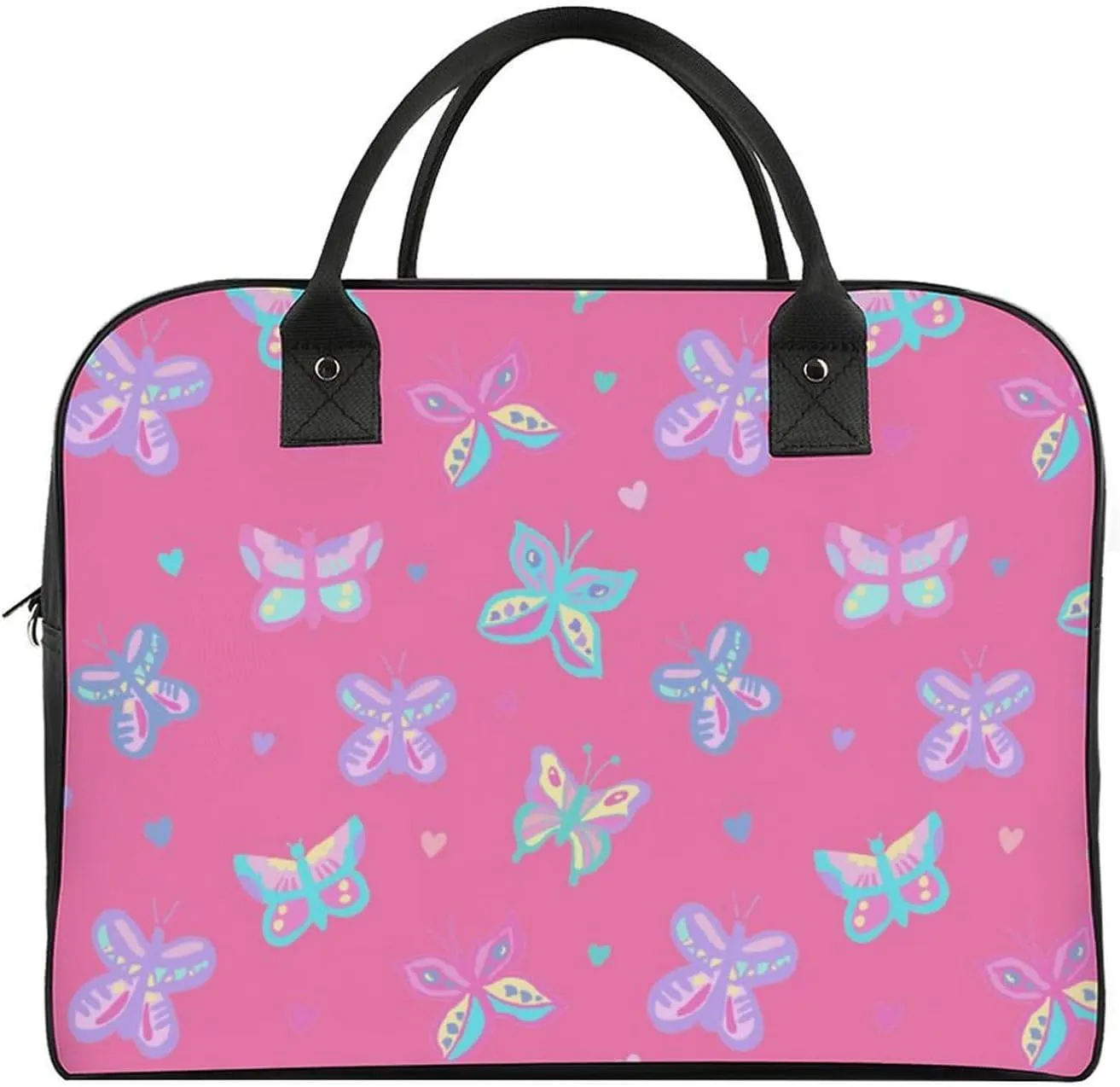 Unisex High-capacity Nylon Colorful Butterfly Aesthetic Handbag for Business Trip 13" X 19" X 8"