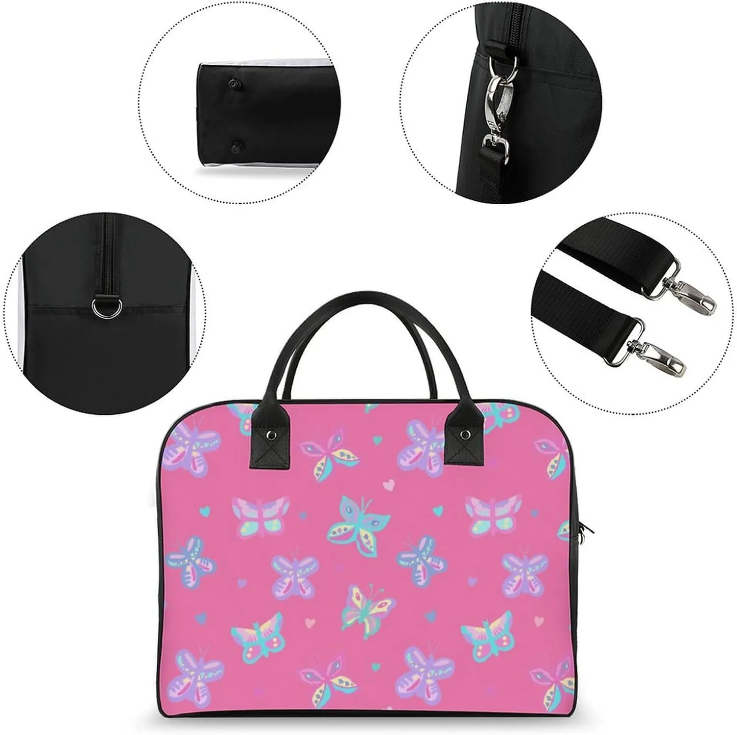 Unisex High-capacity Nylon Colorful Butterfly Aesthetic Handbag for Business Trip 13" X 19" X 8"