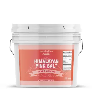 Unpretentious Himalayan Pink Salt, 2 Gallon Bucket, Pure Ground Salt, Resealable Bucket, Medium & Fine Grain