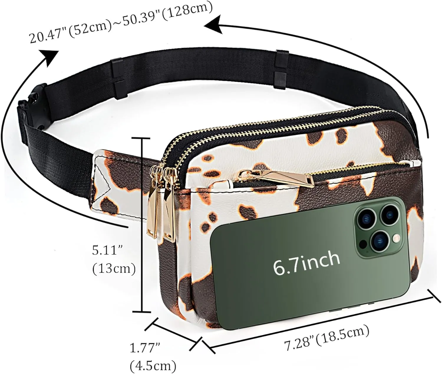 Uromee Fanny Packs for Women Crossbody Belt Bag Vegan Leather Fashion Mini Waist Bag Everywhere Travel Hiking Running Adjustable Strap
