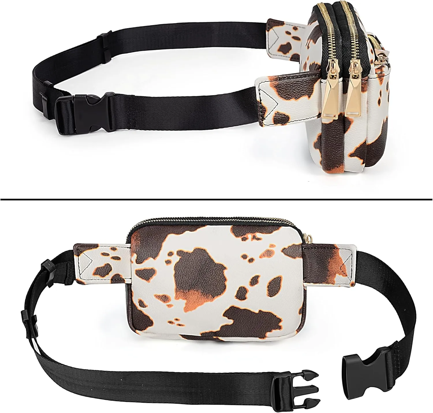 Uromee Fanny Packs for Women Crossbody Belt Bag Vegan Leather Fashion Mini Waist Bag Everywhere Travel Hiking Running Adjustable Strap