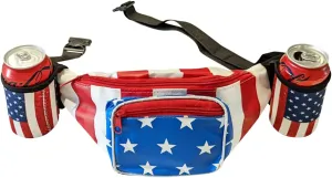 USA Merica Beverage Belt Fanny Pack Holster All American Classic Costume 4th of July, Red