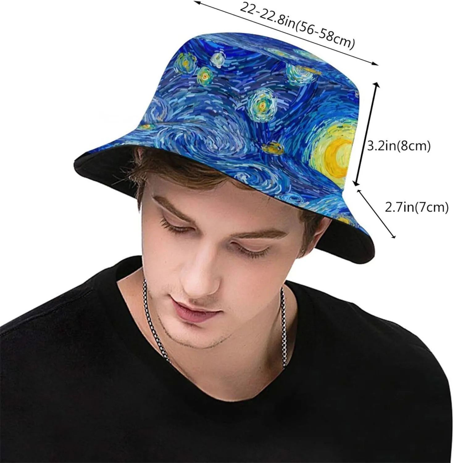 Van Gogh Bucket Hats for Women Men Fashion Summer Fisherman Cap Travel Beach Hat Packable Sun Hat