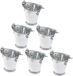 VANZACK 2sets Mini Furniture Model Dollhouse Water Pail Outdoor Bucket Indoor Garden Tubs and Miniature Artificial Decoration Mini House Models Mini House Accessories Metal Silver 6pcs*2