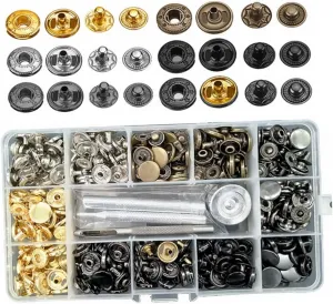Veemoon Snap Fastener Replacement Kit with Installation Tools Durable Nail Buttons for Jeans Bags Crafts Easy DIY Design Resistant Alloy