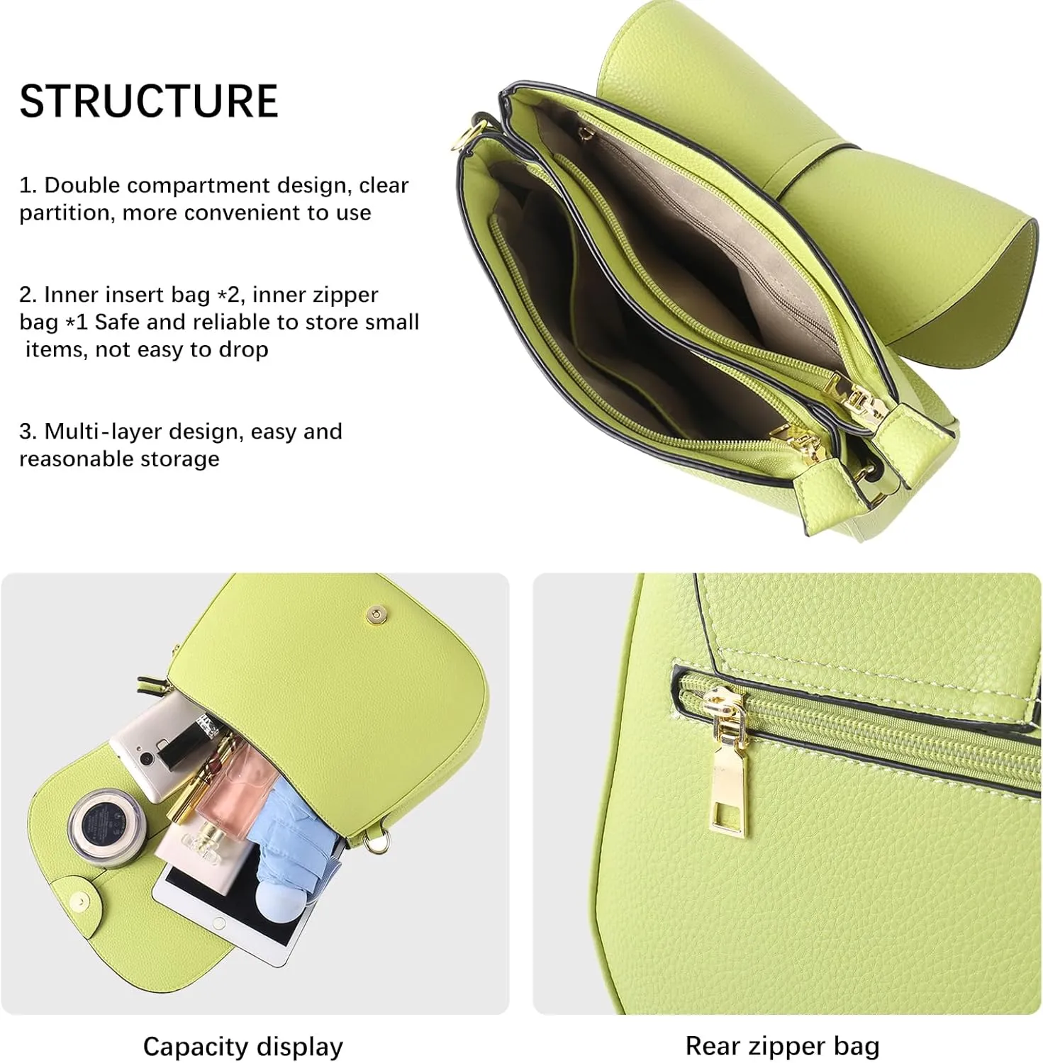 Vegan Leather Hobo Purses, Crossbody Bags for Women, Shoulder Handbags with Wide Strap