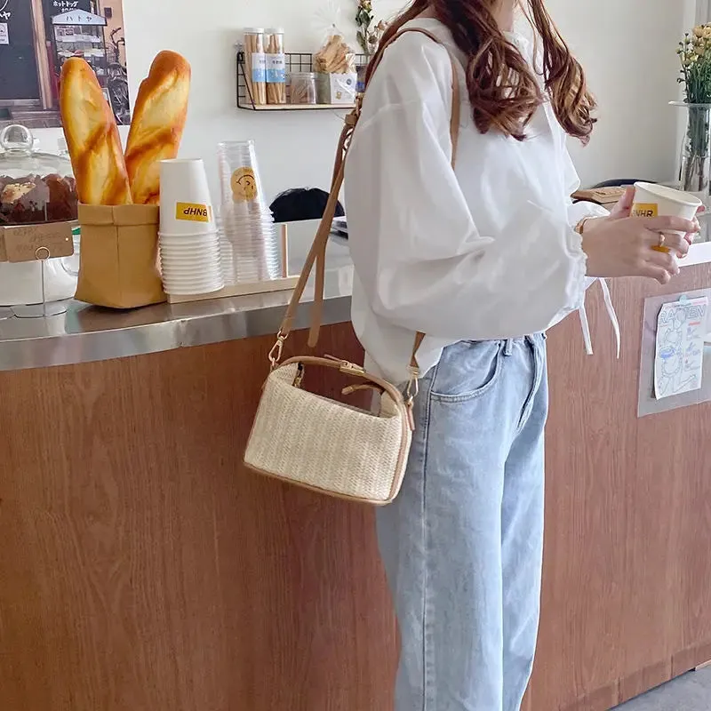 Veloria™ Boho Straw Bucket Bag