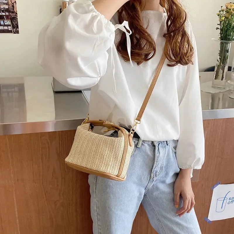 Veloria™ Boho Straw Bucket Bag