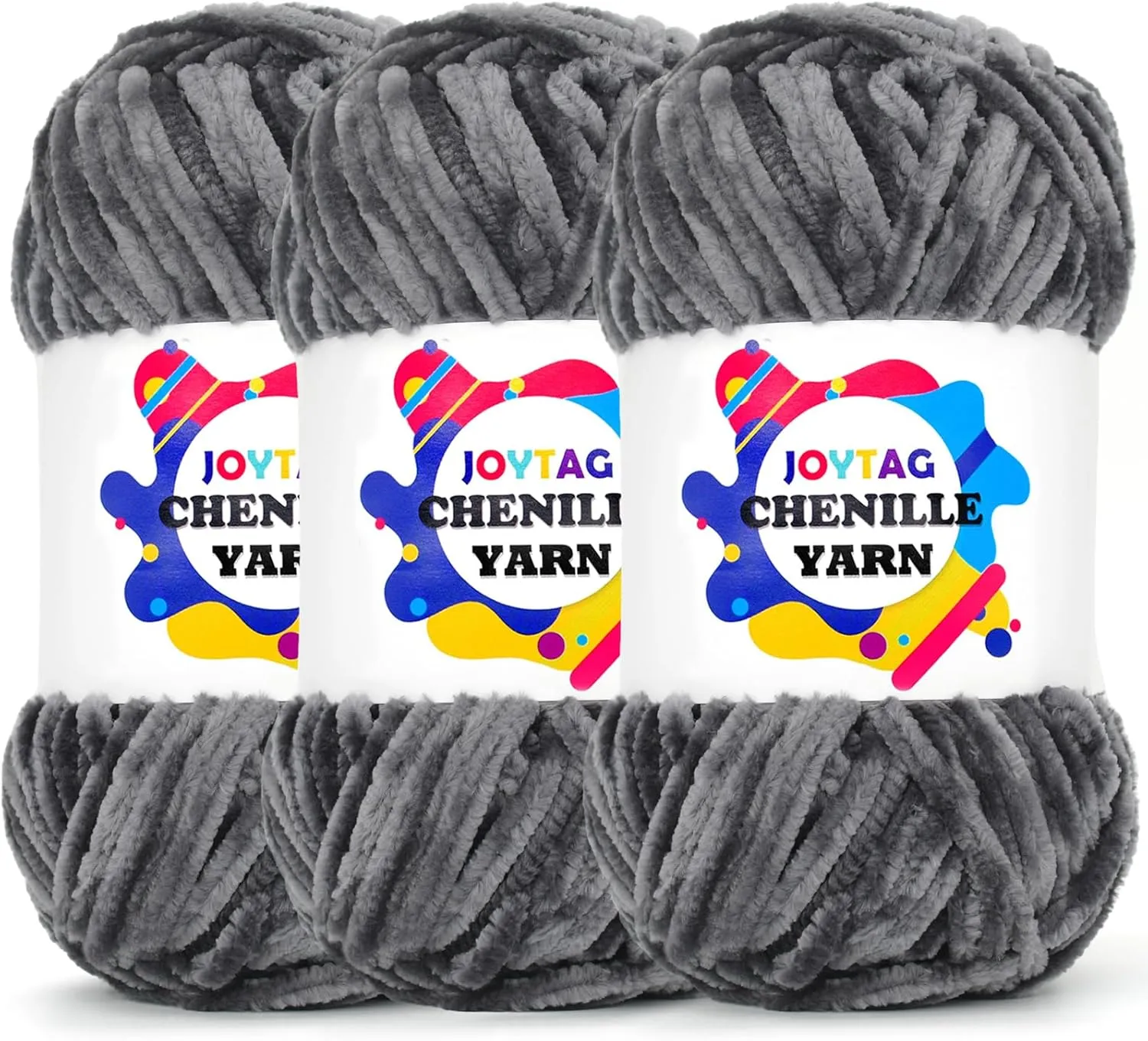 Velvet Chenille Yarn for Crocheting Dark Grey Velvet Yarn Fluffy Yarn Plush Yarn Thick Bulky Chunky Chenille Velvet Yarn Soft Baby Blanket Yarn for Crocheting Hand Knitting 3 * 100g-Dark Grey