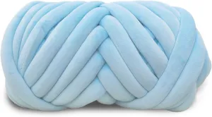 Velvet Chunky Yarn Bulky Giant Arm Knitting Yarn, Super Soft Tubular Weight Jumbo Y arn,DIY Crochet Hand Knitting Thick Yar n for Blanket,Pet Bed, Rugs Pillow,Handbag(2.2lb-Light Blue)