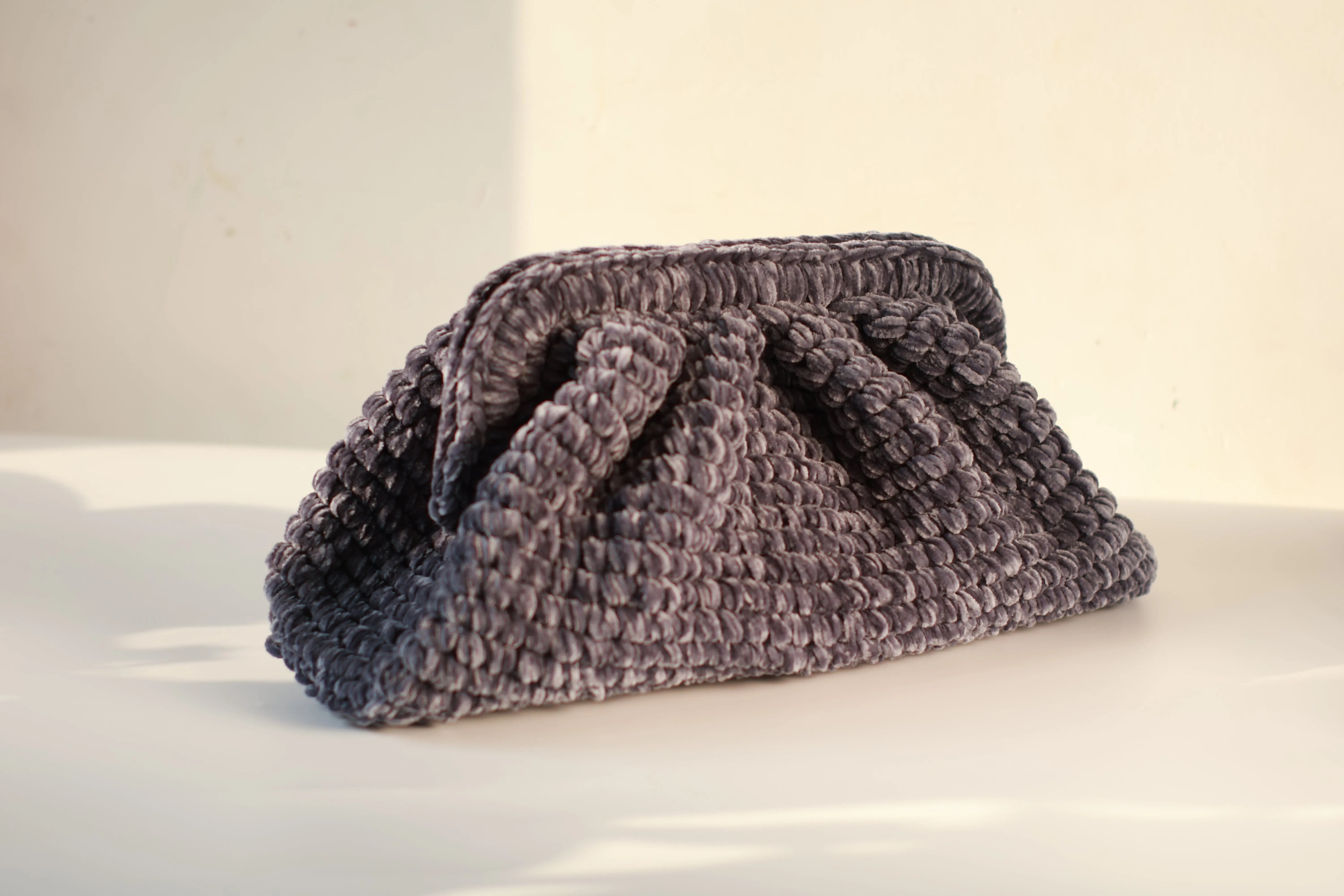 Velvet Cloud Clutch Bag grey blue -Aunty