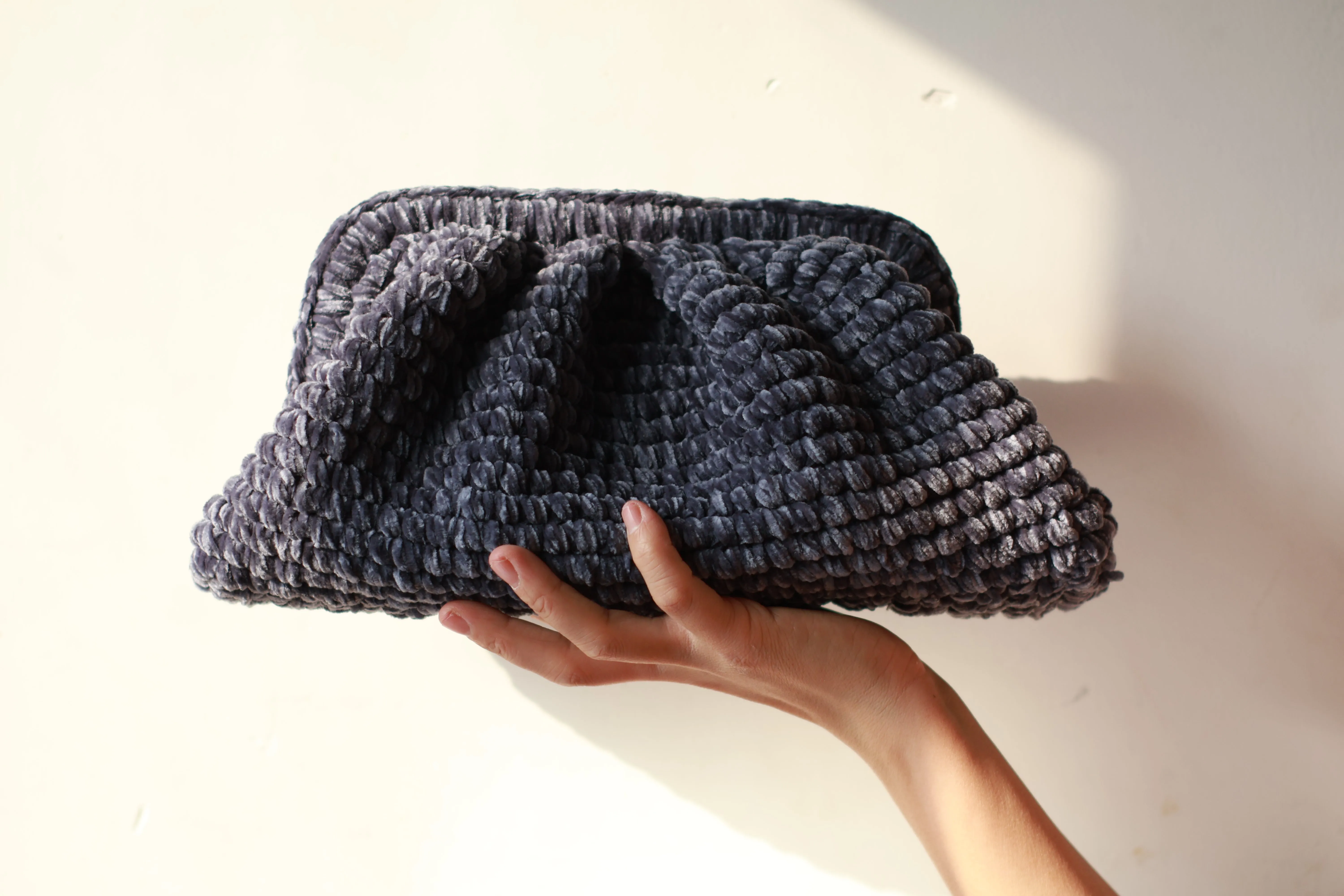 Velvet Cloud Clutch Bag grey blue -Aunty