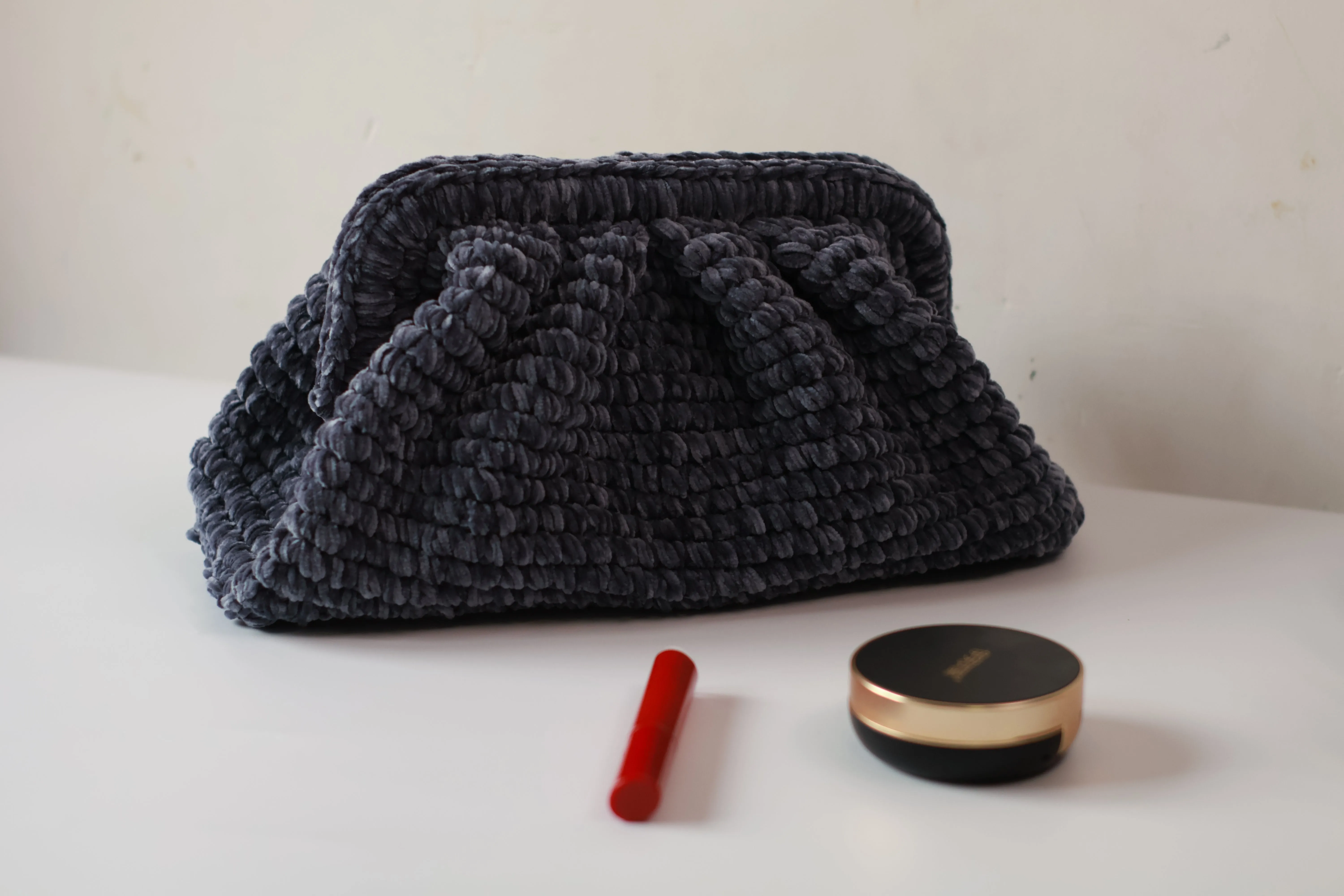 Velvet Cloud Clutch Bag grey blue -Aunty