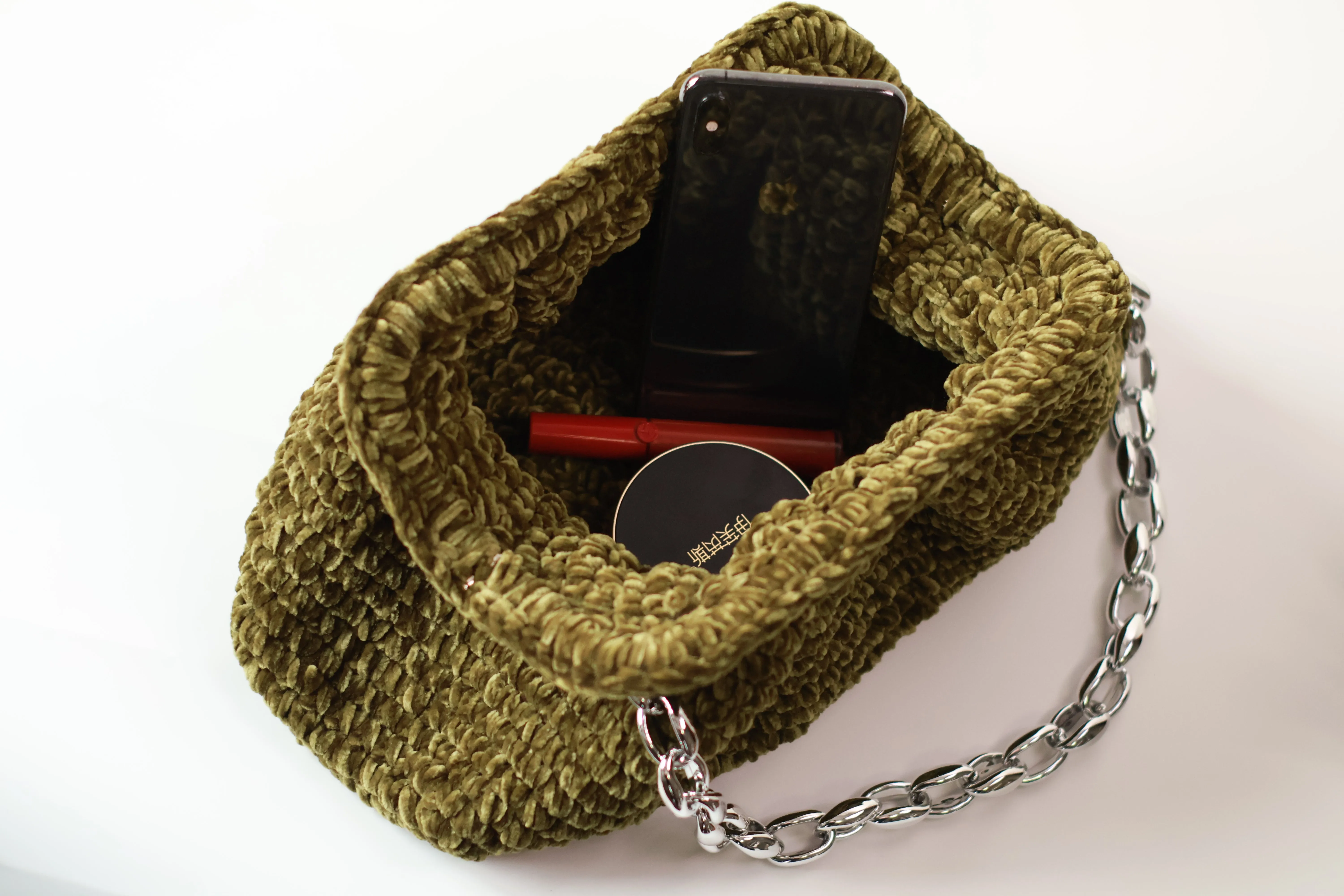 Velvet Cloud Clutch Bag grey blue -Aunty