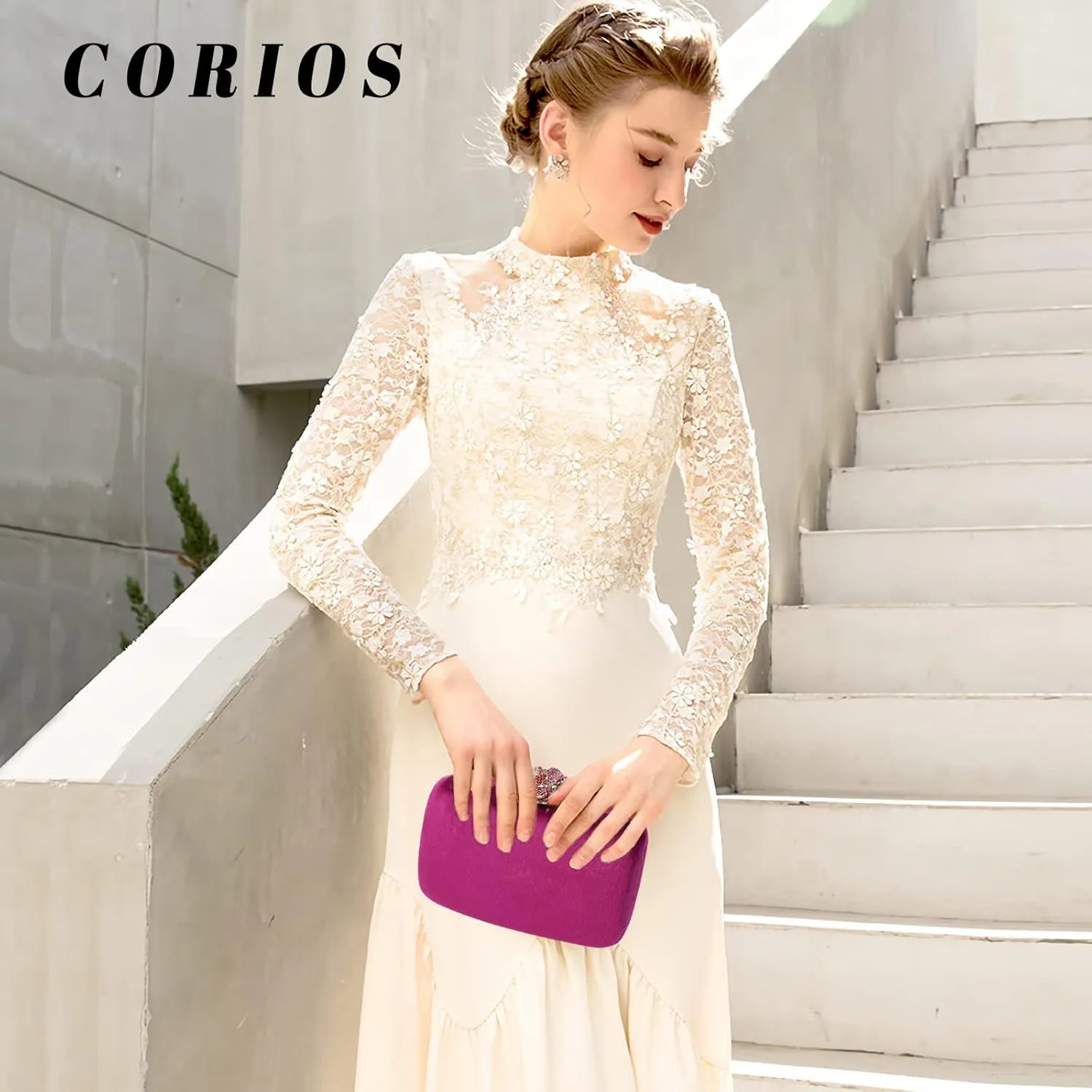 Velvet Clutch Bag for Women Diamond Flower Lock Evening Bag Sparkly Rhinestone Handbag Bridal Wedding Purse