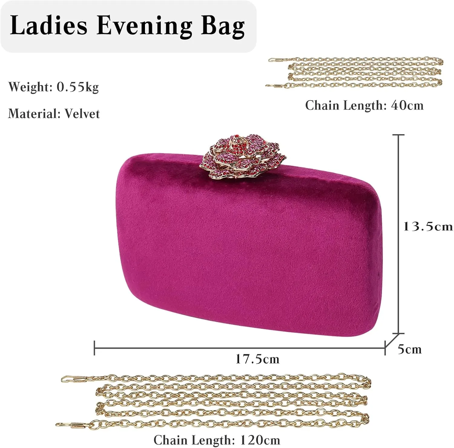 Velvet Clutch Bag for Women Diamond Flower Lock Evening Bag Sparkly Rhinestone Handbag Bridal Wedding Purse