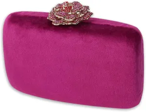 Velvet Clutch Bag for Women Diamond Flower Lock Evening Bag Sparkly Rhinestone Handbag Bridal Wedding Purse