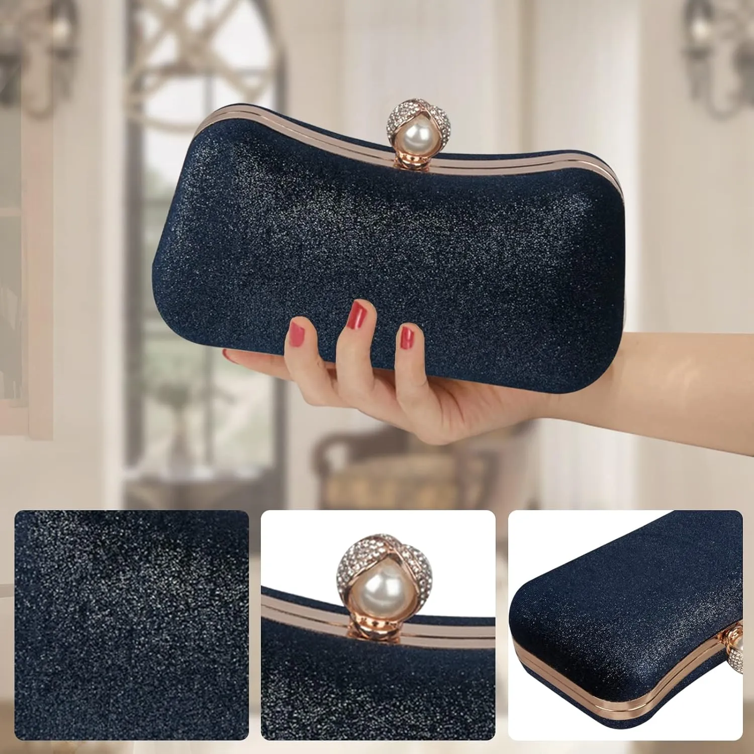 Velvet Evening Bag for Women Glitter Clutch Bag Sparkly Sequins Handbag Shoulder Bag