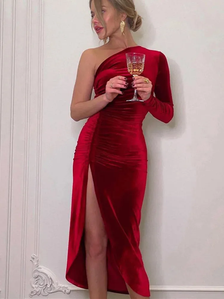 Velvet Evening Dress | Split Detail