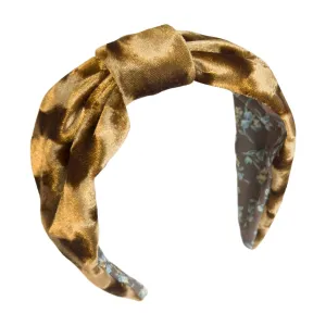 Velvet Headbands for Women Trendy Light Brown Floral Print Wide Top Knotted Headband for Women’s Fashion Thick Boho Vintage Hair Accessories for Girls