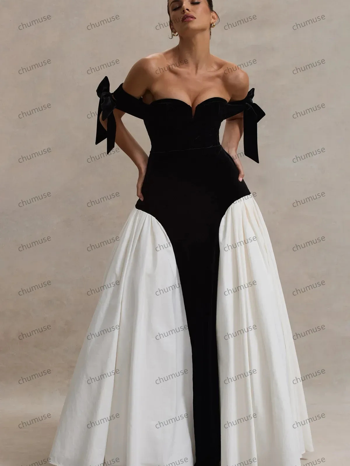 Velvet Long Evening Dresses Sweetheart Bow Straps Modest Formal Party Dress Evening Gowns
