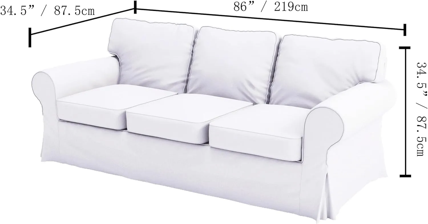 Velvet Pets Friendly Sofa Covers Custom Made Compatible for IKEA Ektorp Three Seat Sofa Slipcovers (Velvet Light Gray Ektorp 3)