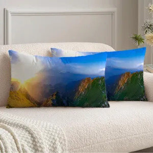 Velvet Pillow Covers 12x20 Pack of 2 Natural Alpine Scenery Landscape Valley Mountains Dramatic Bran Nature Parks Carphatians Outdoor Decorative Throw Pillow Cover for Couch, Bed, and Home Decor