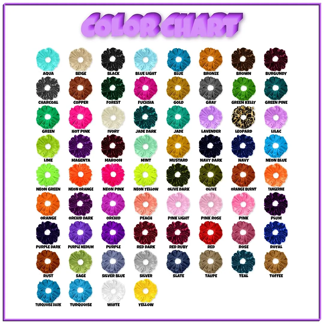 Velvet Scrunchies King Size Aqua XXL Plush Ponytail Holders Oversized Big Made in the USA