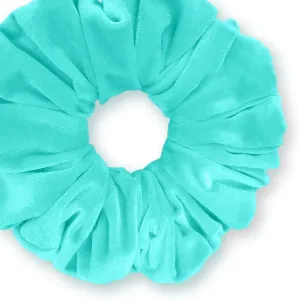 Velvet Scrunchies King Size Aqua XXL Plush Ponytail Holders Oversized Big Made in the USA