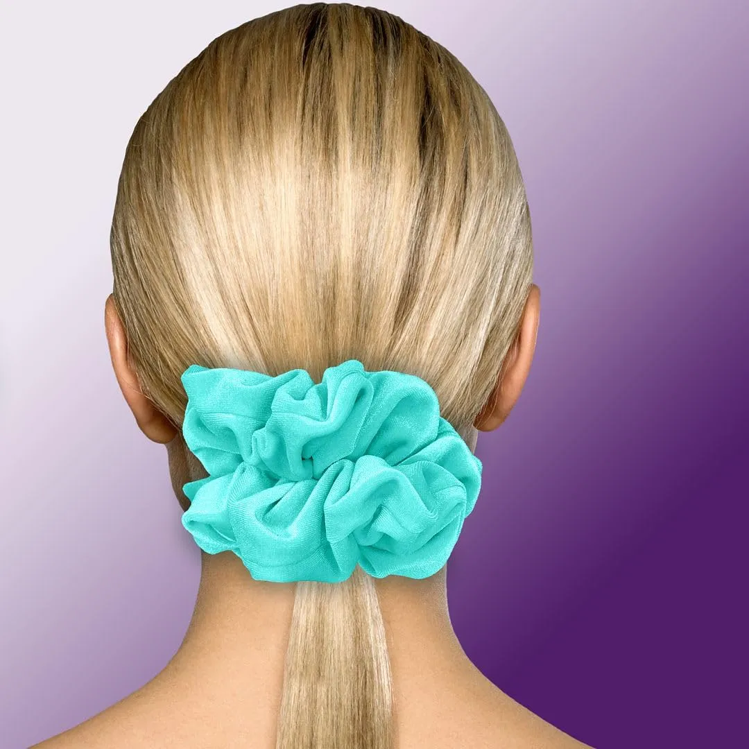 Velvet Scrunchies King Size Aqua XXL Plush Ponytail Holders Oversized Big Made in the USA