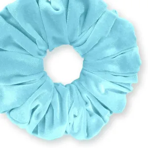 Velvet Scrunchies King Size Blue Light XXL Plush Ponytail Holders Oversized Big Made in the USA