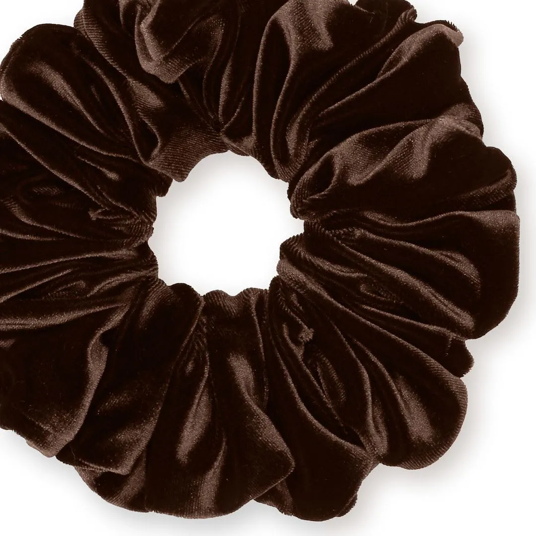 Velvet Scrunchies King Size Brown XXL Plush Ponytail Holders Oversized Big Made in the USA
