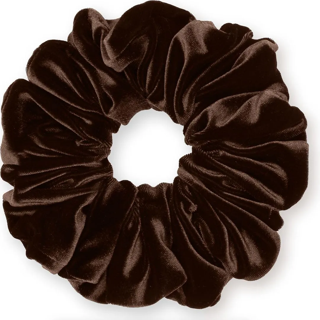 Velvet Scrunchies King Size Brown XXL Plush Ponytail Holders Oversized Big Made in the USA