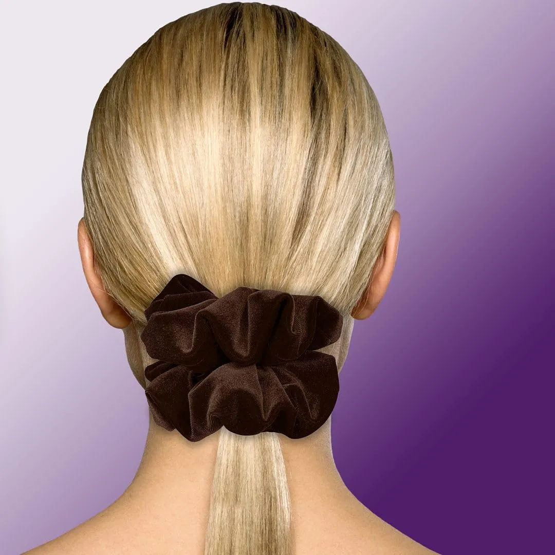 Velvet Scrunchies King Size Brown XXL Plush Ponytail Holders Oversized Big Made in the USA