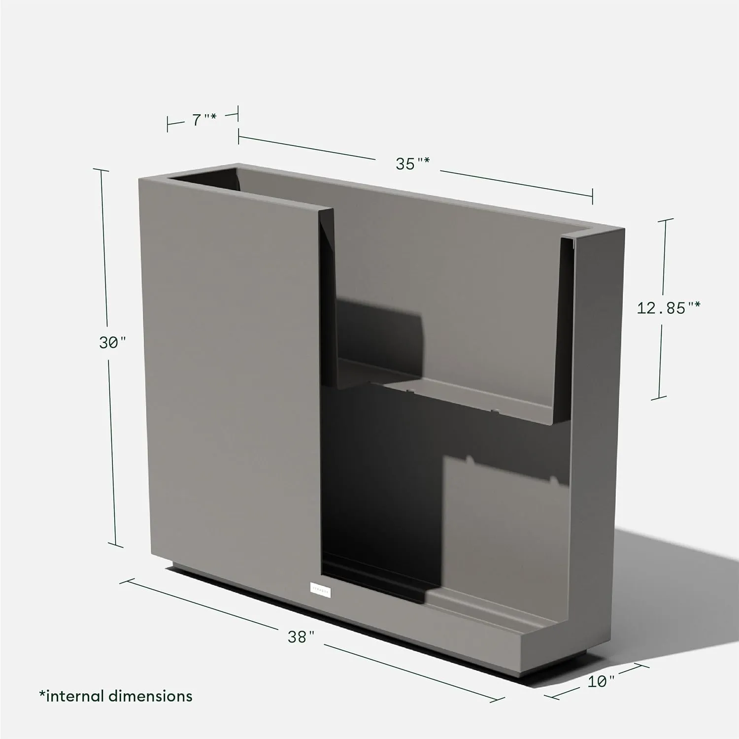 Veradek Block Series Span Plastic Planter - Tall Rectangular Planter for Indoor or Outdoor Patio/Porch, Gray, 30" in Height, 10" in Width, 38" in Length