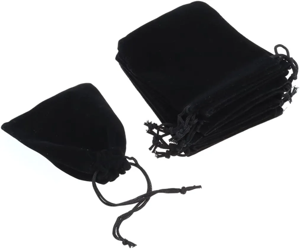 VERDANVERSE 10Pcs Drawstring present Bags for Wedding Favors Jewelry Pouches Candy Storage Elegant Black Organza Design for Sweets Chocolates and