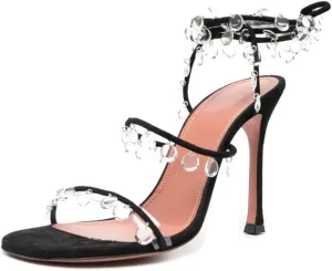 Vertundy Women's Ankle Strappy High-Heeled Sandals Rhinestone Chandelier Embellished Lace Up Round Toe Crystal Stilettos Dress Wedding Sandal Ladies