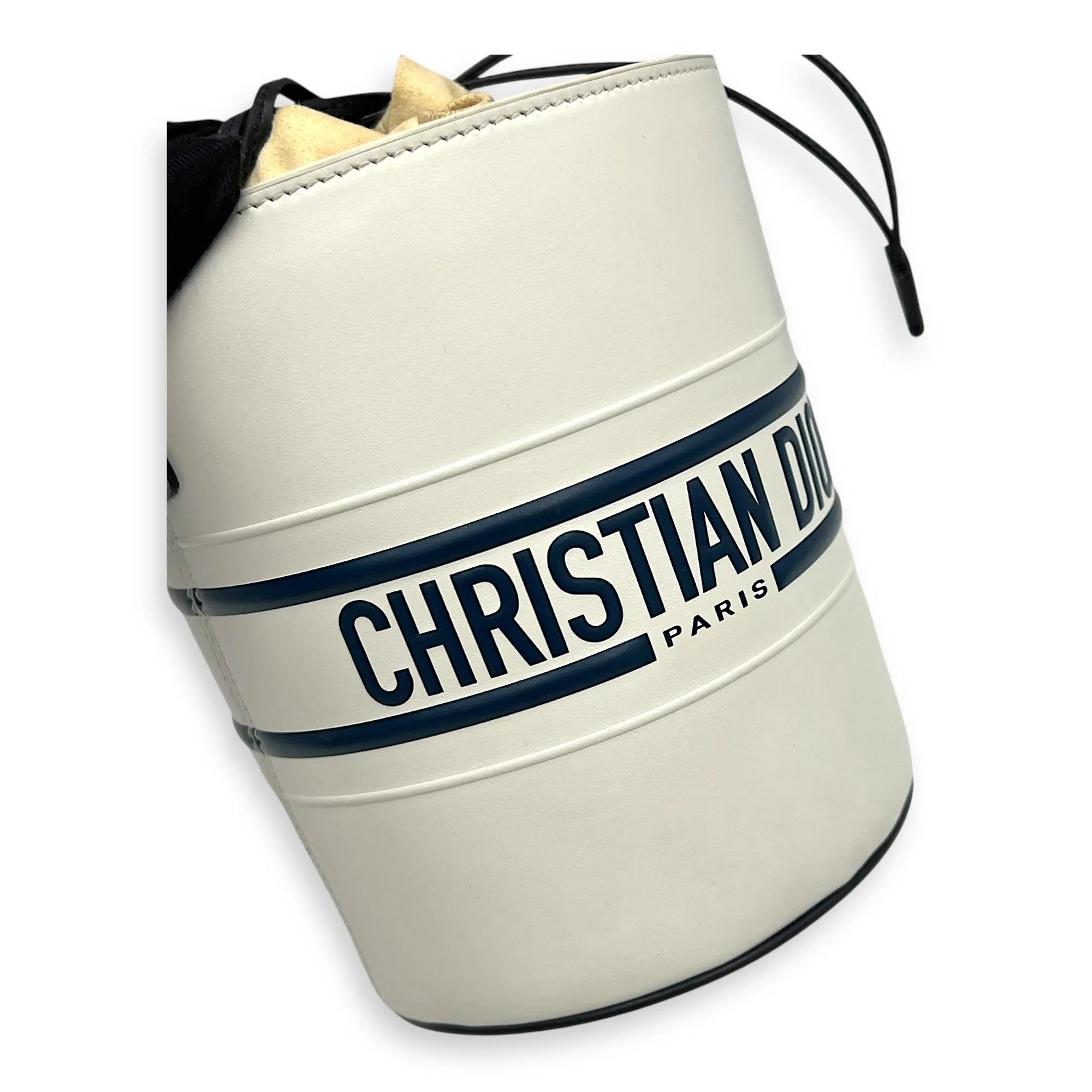 Vibe Bucket Bag White in Calfskin, Gold hardware