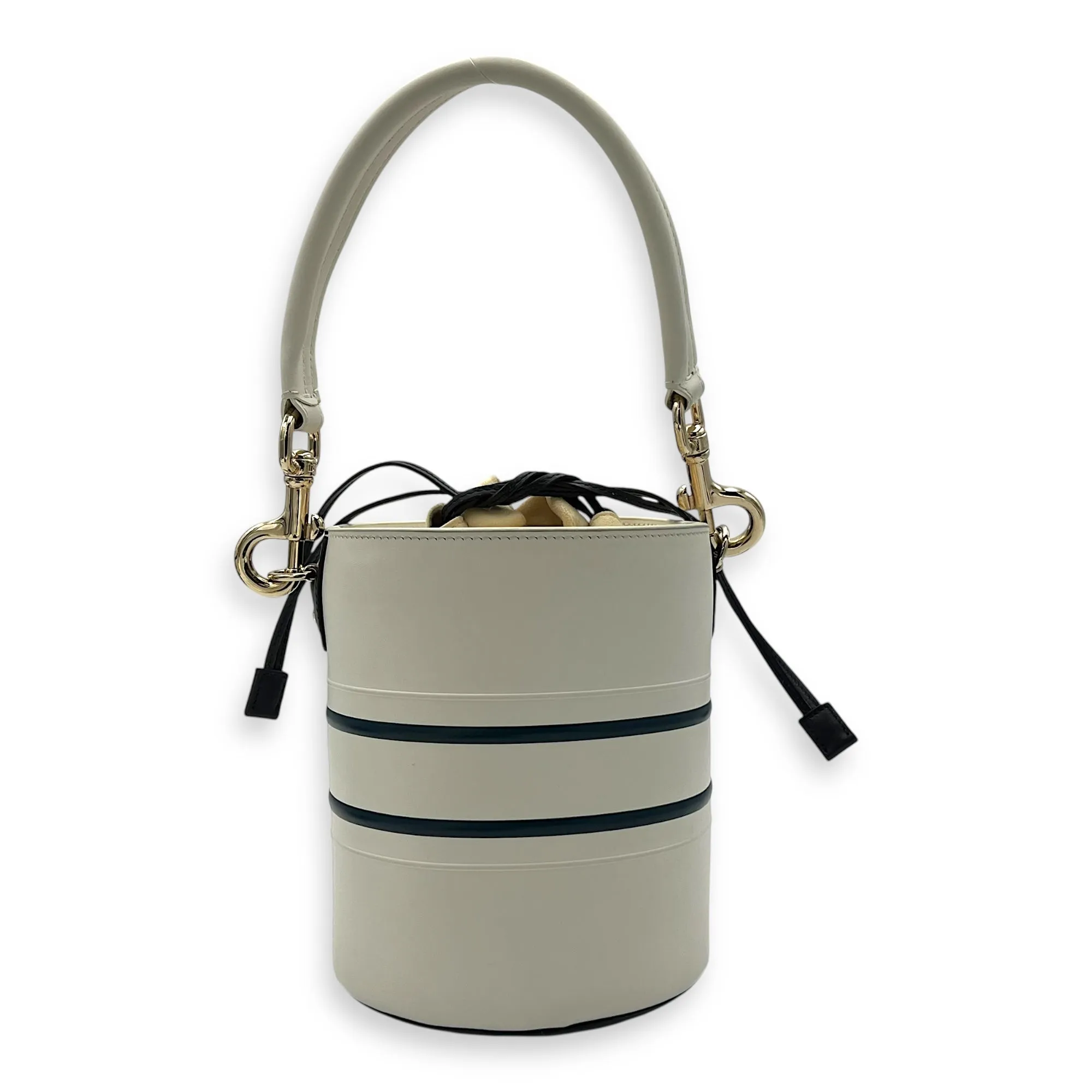 Vibe Bucket Bag White in Calfskin, Gold hardware
