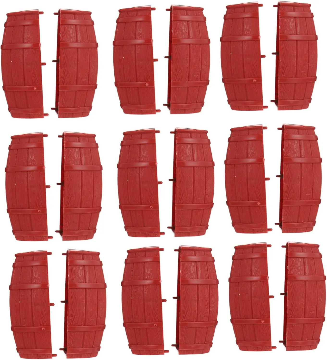 VICASKY 12pcs Pirate Barrel Fake Money Jar Whiskey Toy Miniatures Wooden Pickle Barrel Miniature Snack Container Furniture Mini Models Barrels Red PVC House Detachable