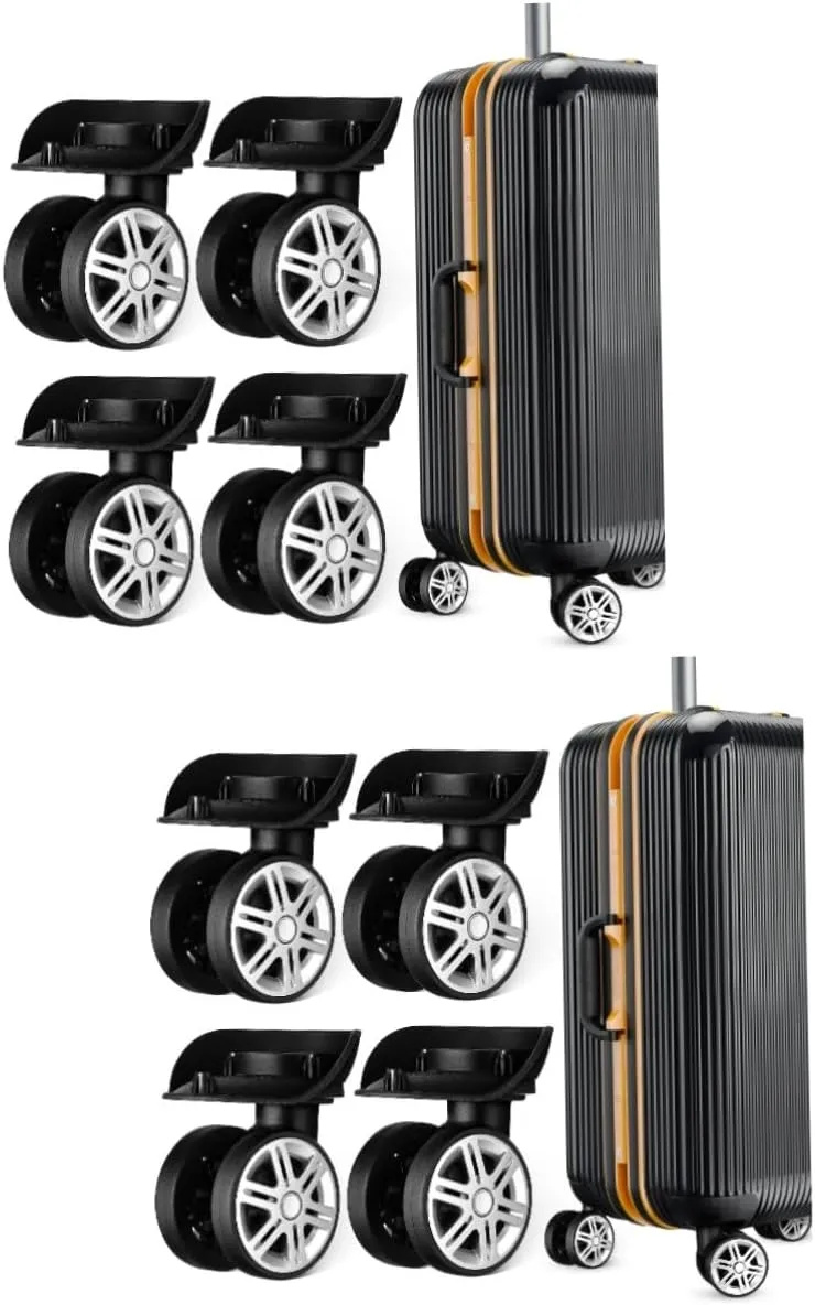 VICASKY 2sets Replacement Luggage Wheels Wheels for Suitcase Detachable Casters for Luggage Strong Quiet Abs Material 4pcs*2