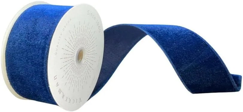 Vickerman 2.5" x10yd Plush Midnight Blue Velvet Christmas Ribbon
