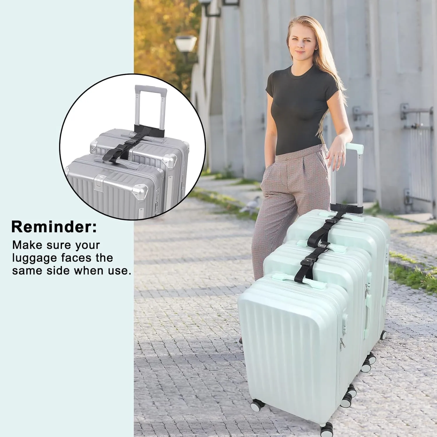 Vigorport Luggage Straps, Straps for Suitcase, Add A Bag Stretchable Attachment Accessories for Connect Your 3 Luggage Together (Black, 1.25" Width)