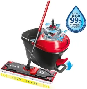 Vileda Floor mop, Microfibre, red, Set