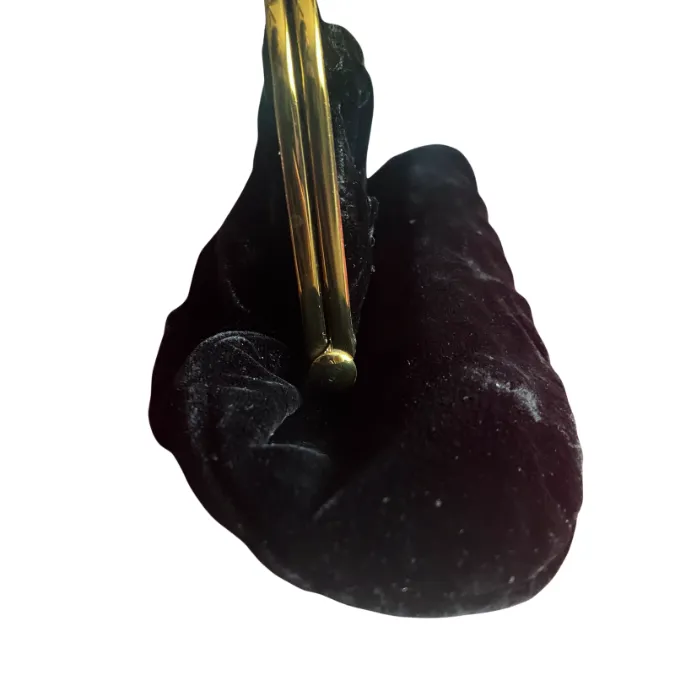 Vintage 1940’s-50’s Black Velvet/Gold Evening Bag with Pastel Pink Lining