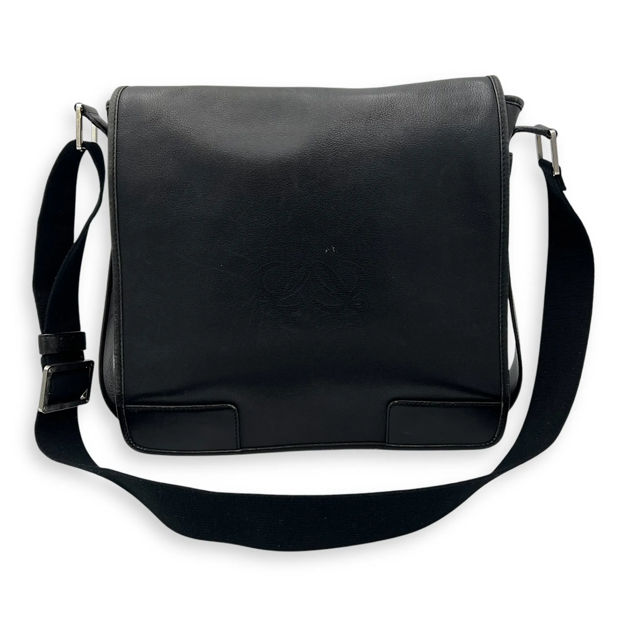 Vintage Crossbody Bag Black in Calfskin, Silver hardware