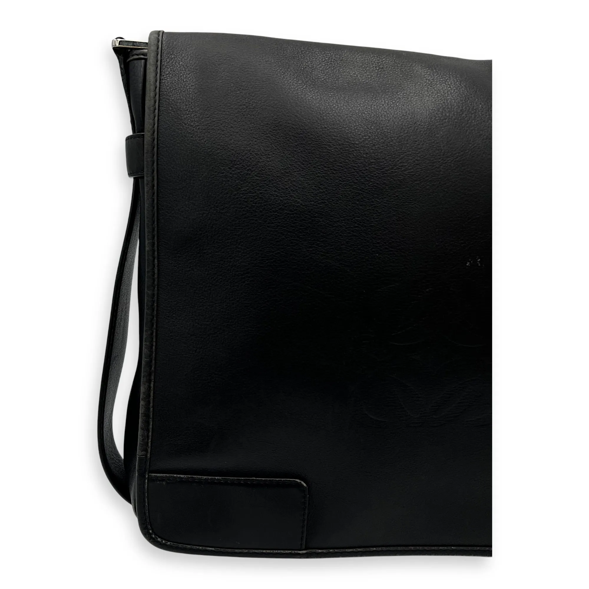 Vintage Crossbody Bag Black in Calfskin, Silver hardware